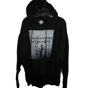 Vtg Black Delta Fleece Hoodie Mens XL "I know‎ Im not perfect but I am original"